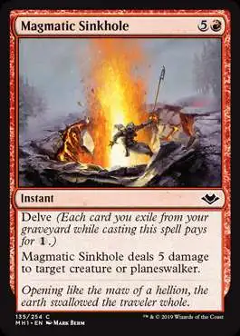 MtG Trading Card Game Modern Horizons Common Foil Magmatic Sinkhole #135