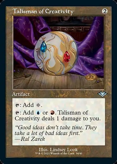 MtG Trading Card Game Modern Horizons Uncommon Talisman of Creativity R34 [Retro Frame, Foil]