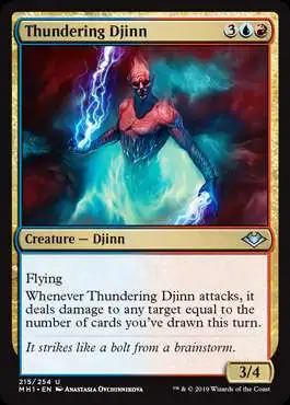 MtG Trading Card Game Modern Horizons Uncommon Thundering Djinn #215