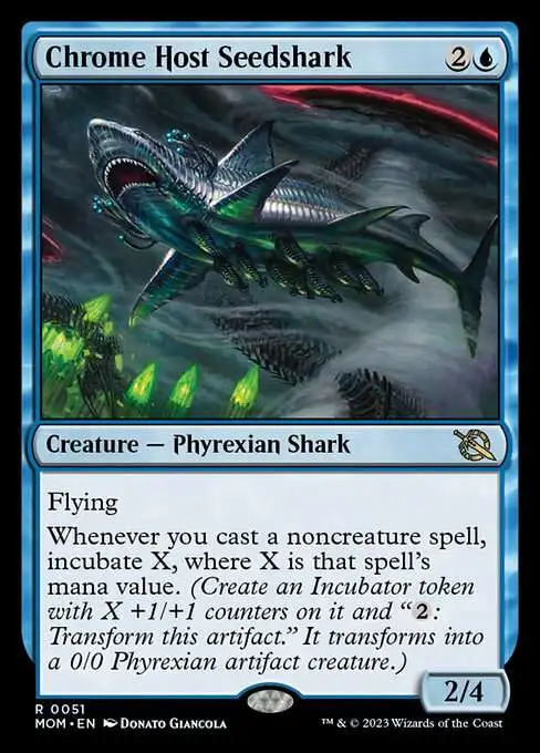 MtG March of the Machine Rare Chrome Host Seedshark #51