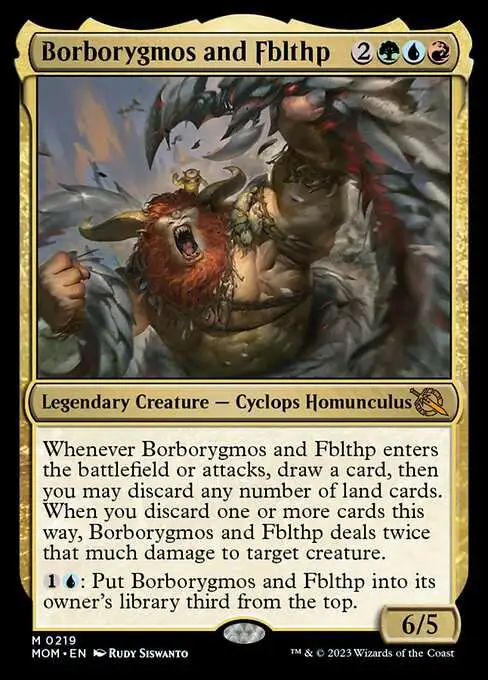 MtG March of the Machine Mythic Rare Borborygmos and Fblthp #219 [Prerelease]