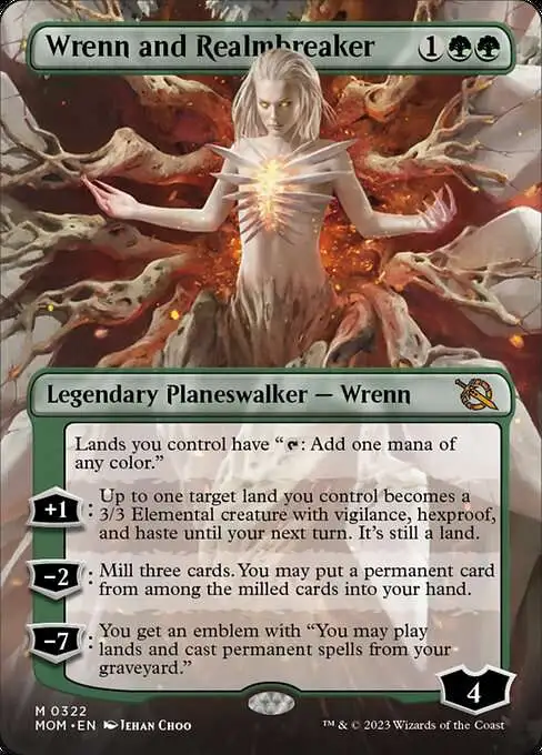 Magic The Gathering March of the Machine Single Card Mythic Rare Wrenn and  Realmbreaker 322 Borderless Planeswalker FOIL - ToyWiz
