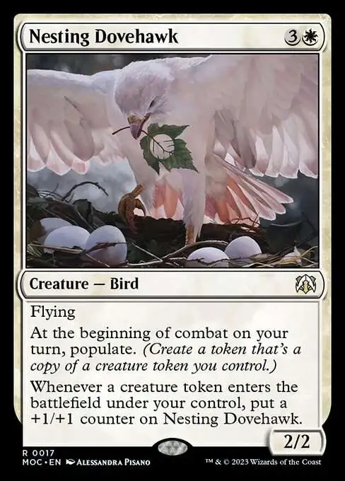 MtG March of the Machine Commander Rare FOIL Nesting Dovehawk #17