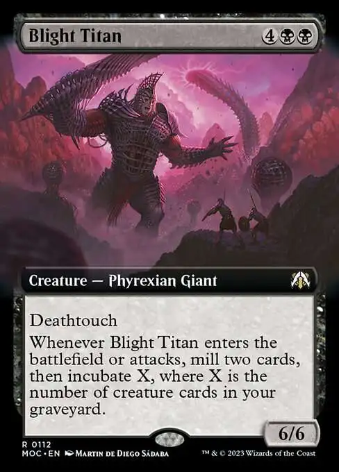 Magic The Gathering March of the Machine Commander Single Card Rare Blight  Titan 112 Extended Art - ToyWiz