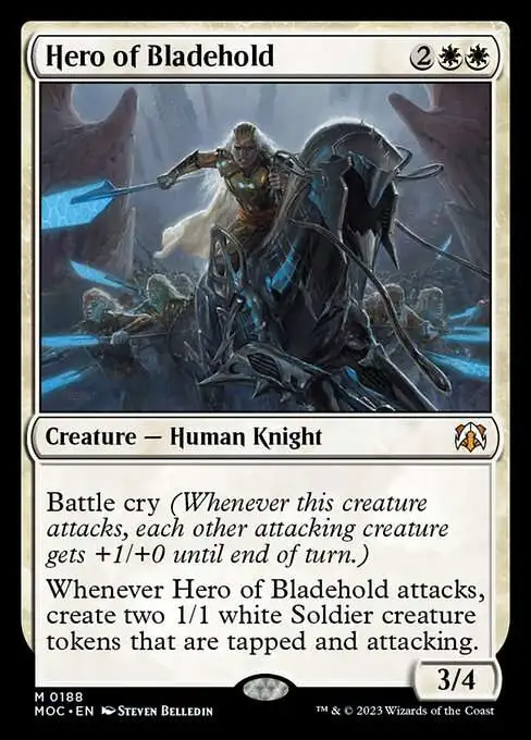 mtg motm commander decks Magic The Gathering March of the Machine Single Card Mythic Rare Hero of Bladehold 188 COSTCO: $49.99 - March of