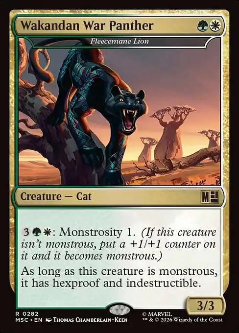 black panther mtg card Magic The Gathering Marvel Super Heroes Commander Single Rare Wakandan War 282 put a +1/+1 counter on target land you control Shuri, the Black Panther |