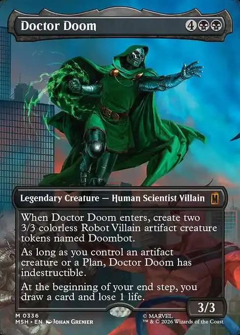 MtG Marvel Super Heroes Mythic Rare Doctor Doom #336 [Borderless Scene FOIL]