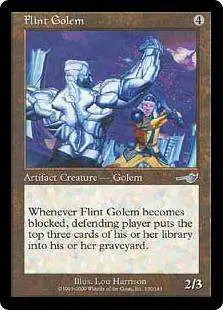 MtG Nemesis Uncommon Foil Flint Golem #130