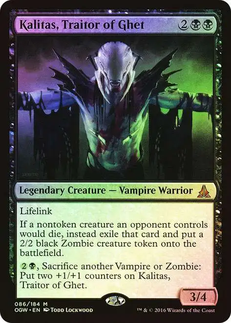 Magic The Gathering Trading Card Game Oath of the Gatewatch Single Card  Mythic Rare Kalitas, Traitor of Ghet 86 FOIL - ToyWiz