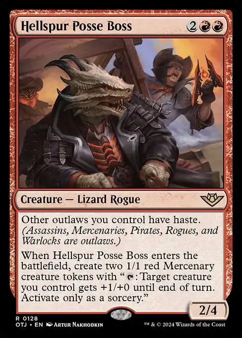 MtG Outlaws of Thunder Junction Rare Foil Hellspur Posse Boss #128