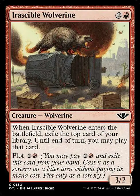 MtG Outlaws of Thunder Junction Common Irascible Wolverine #130