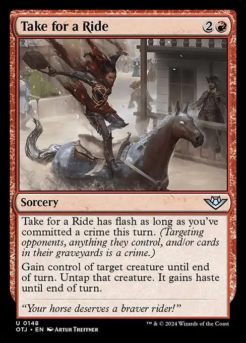 Magic The Gathering Outlaws of Thunder Junction Single Card Uncommon Take for a Ride 148 - ToyWiz Magic The Gathering Outlaws of Thunder Junction Single Card Uncommon Take for a Ride 148 - ToyWiz