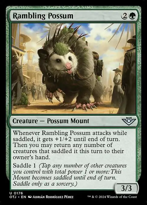 MtG Outlaws of Thunder Junction Uncommon Foil Rambling Possum #176