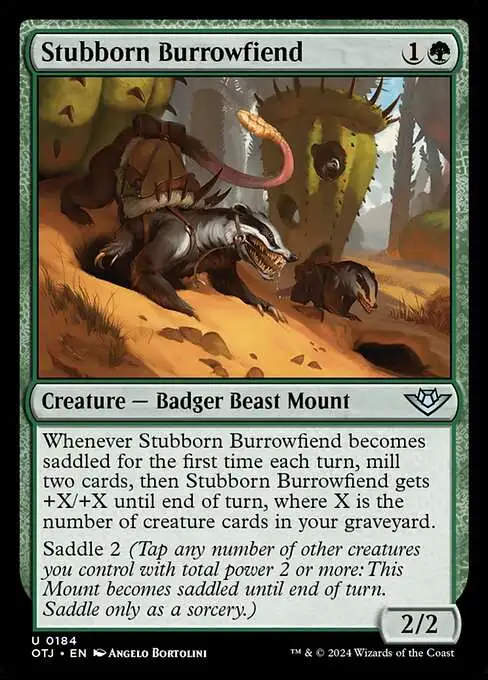 MtG Outlaws of Thunder Junction Uncommon Stubborn Burrowfiend #184