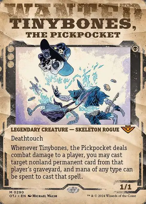 MtG Outlaws of Thunder Junction Mythic Rare Tinybones, the Pickpocket #290 [Wanted Poster FOIL]
