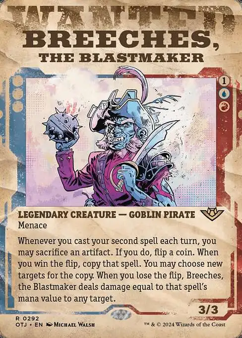 MtG Outlaws of Thunder Junction Rare Breeches, the Blastmaker #292 [Wanted Poster]