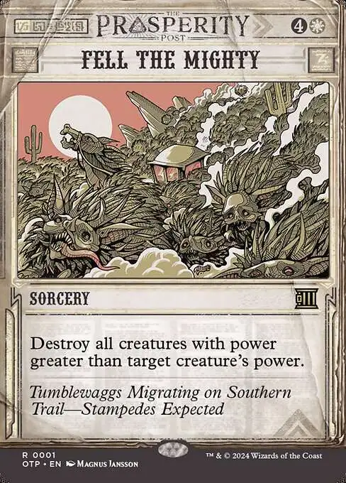 MtG Outlaws of Thunder Junction Breaking News Rare Fell the Mighty #1  [Prosperity Showcase]