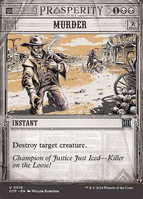 MtG Outlaws of Thunder Junction Breaking News Uncommon Murder #16 [Prosperity Showcase FOIL]