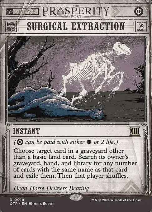 breaking news cards mtg Thoughtseize [Outlaws of Thunder Junction: News] Put target creature card from a graveyard onto the battlefield under your control MtG Outlaws of Thunder Junction
