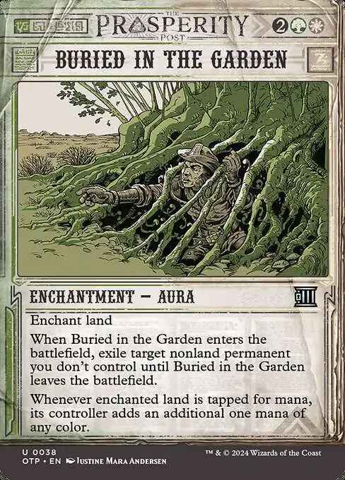 MtG Outlaws of Thunder Junction Breaking News Uncommon Buried in the Garden  #38 [Prosperity Showcase]