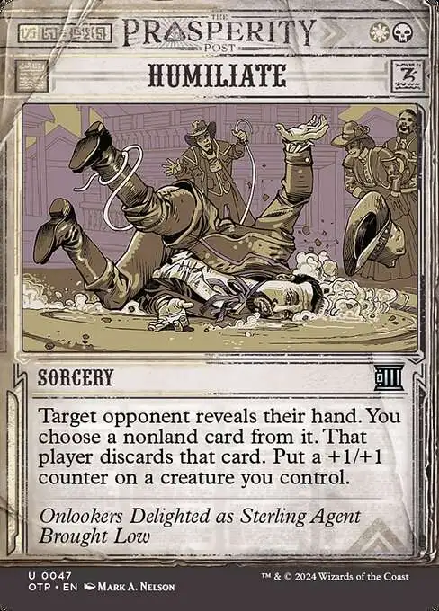 Magic The Gathering Outlaws of Thunder Junction Breaking News Single Card  Uncommon Humiliate 47 Prosperity Showcase - ToyWiz