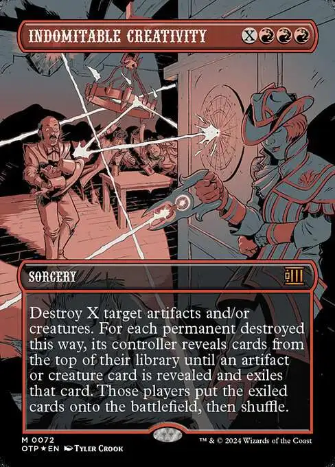 Magic The Gathering Outlaws of Thunder Junction Breaking News Single Card  Mythic Rare Indomitable Creativity 72 Textured FOIL - ToyWiz
