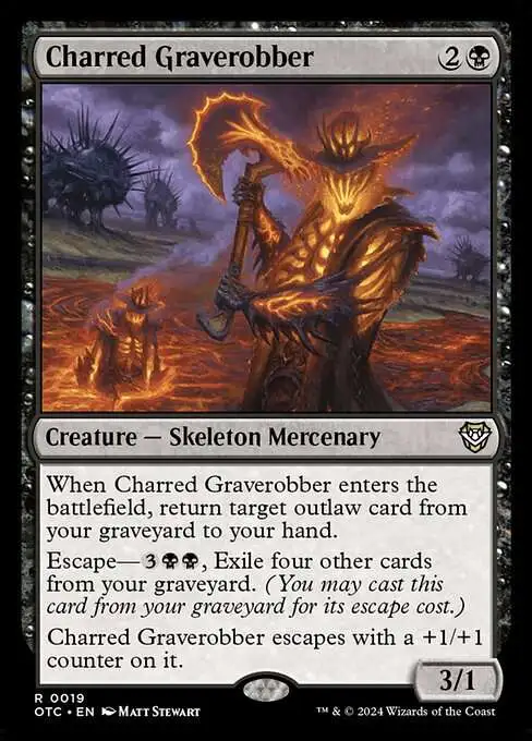 Magic The Gathering Outlaws of Thunder Junction Commander Single Card Rare Charred Graverobber 19 - ToyWiz Magic The Gathering Outlaws of Thunder Junction Commander Single Card Rare Charred Graverobber 19 - ToyWiz