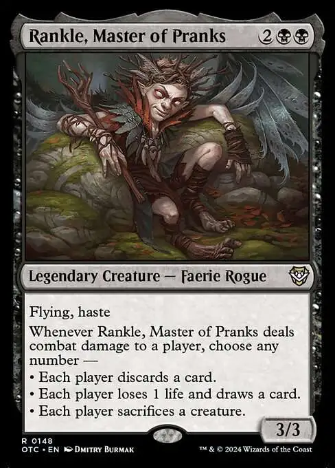 MtG Outlaws of Thunder Junction Commander Rare Rankle, Master of Pranks #148