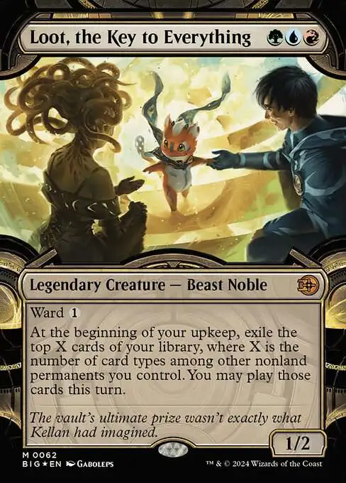 MtG Outlaws of Thunder Junction The Big Score Mythic Rare Loot, the Key to  Everything #62 [Vault Frame RAISED FOIL]