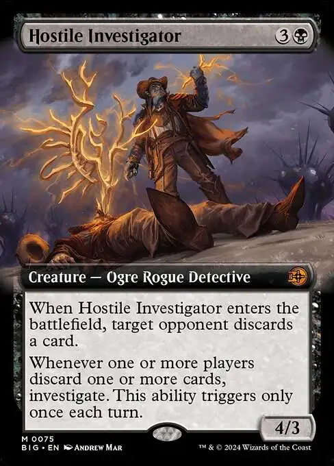 MtG Outlaws of Thunder Junction The Big Score Mythic Rare Hostile Investigator #75 [Extended Art]
