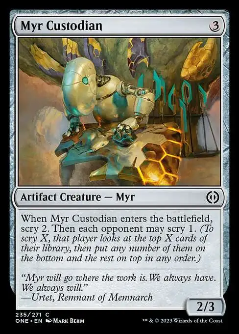Magic The Gathering Phyrexia All Will Be One Single Card Common Myr  Custodian 235 - ToyWiz