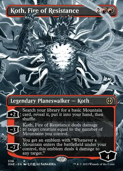 MtG Phyrexia: All Will Be One Rare Koth, Fire of Resistance #338 [Borderless Planeswalker]