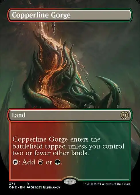 MtG Phyrexia: All Will Be One Rare Copperline Gorge #371 [Alternate Art Borderless]