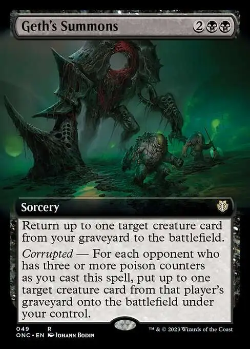 MtG Phyrexia: All Will Be One Commander Rare Geth's Summons #49 [Extended Art FOIL]