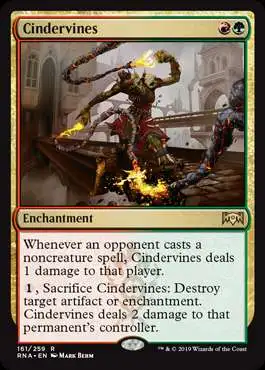 MtG Trading Card Game Ravnica Allegiance Rare Cindervines #161