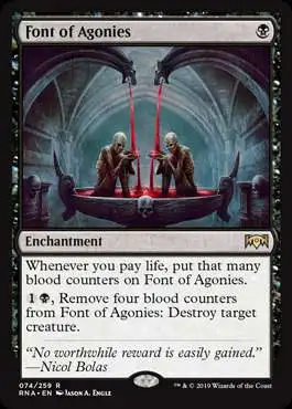MtG Trading Card Game Ravnica Allegiance Rare Foil Font of Agonies #74