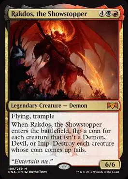 MtG Trading Card Game Ravnica Allegiance Mythic Rare Rakdos, the Showstopper #199