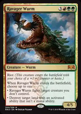 MtG Trading Card Game Ravnica Allegiance Mythic Rare Ravager Wurm #200