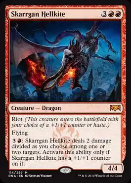 MtG Trading Card Game Ravnica Allegiance Mythic Rare Skarrgan Hellkite #114