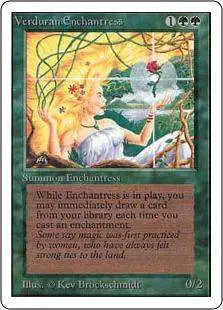 MtG Revised Rare Verduran Enchantress #223 [Moderately Played]