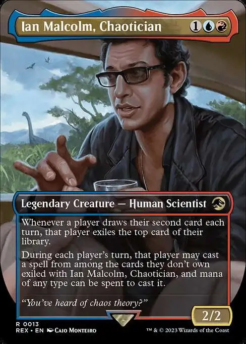 MtG The Lost Caverns of Ixalan Jurassic World Collection Rare Ian Malcolm, Chaotician #13 [Borderless]