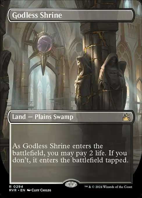 MtG Ravnica Remastered Rare Godless Shrine #294 [Borderless Shocklands]