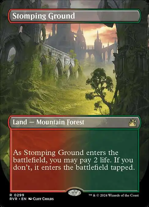 MtG Ravnica Remastered Rare Stomping Ground #299 [Borderless Shocklands FOIL]