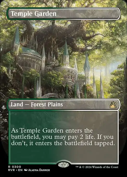 MtG Ravnica Remastered Rare Temple Garden #300 [Borderless Shocklands]