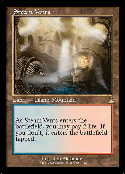 Magic The Gathering Ravnica Remastered Single Card Rare Steam Vents 412  Retro Frame - ToyWiz