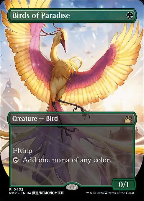 MtG Ravnica Remastered Rare Birds of Paradise #432 [Borderless Anime]