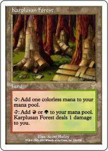 MtG 7th Edition Rare FOIL Karplusan Forest #336 [Heavily Played]