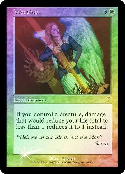 MtG 7th Edition Rare Foil Worship #56