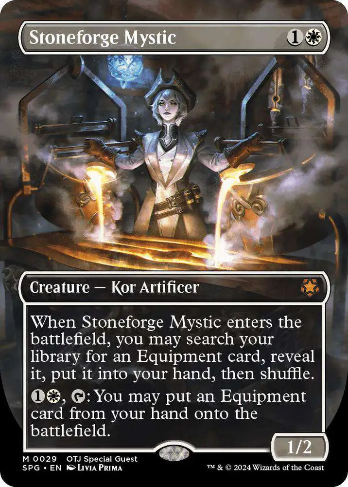 how rare are special guest cards mtg Magic The Gathering Special Guests Single Card Mythic Rare Stoneforge  Mystic 29 Thunder Junction Borderless Foil