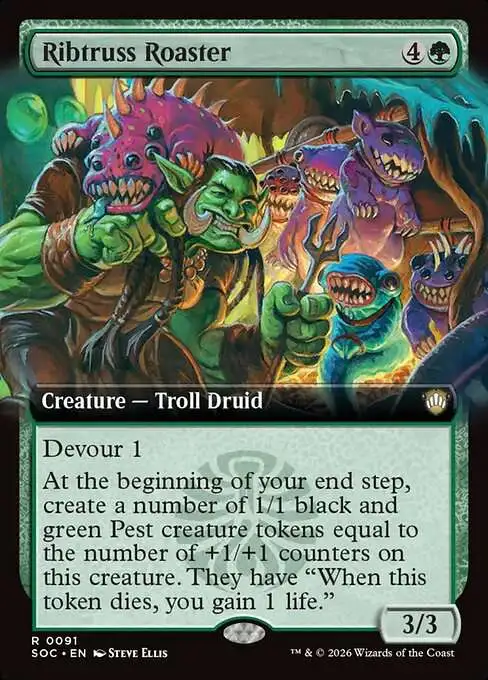 troll deck mtg commander Magic The Gathering Secrets of Strixhaven Single Card Rare Ribtruss Roaster 91 Extended Art and you draw a card. MTG Commander Deck EDH Deck